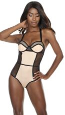 Barely There Nude & Black Color Block Teddy