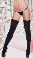 Black Opaque Polka Dot Stockings with Bow