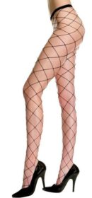 Black Seamless Big Diamond Net Pantyhose - One Size Available