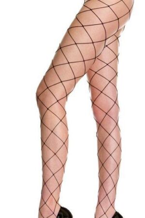 Black Seamless Big Diamond Net Pantyhose - One Size Available