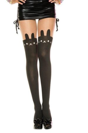 Bunny Print Spandex Pantyhose - One Size Available