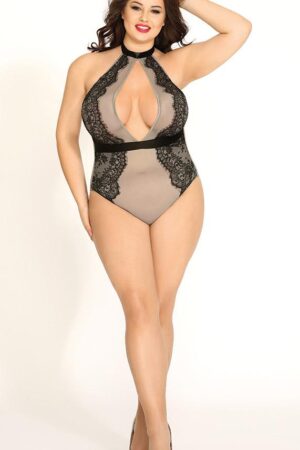 Cleavage Keyhole Cutout Bodysuit - Plus Size