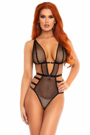 Fishnet Cut Out Strappy G-String Teddy - Three Sizes Available!