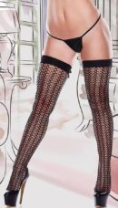 Jacquard Crocheted Black Thigh Highs