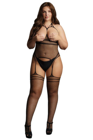 Le Désir Black Cupless Strappy Suspender Bodystocking