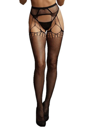 Le Désir Black Shredded Suspender Pantyhose