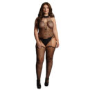 Le Désir Black Suspender Fishnet Choker Bodystocking X