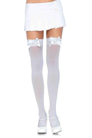 Nylon Thigh Highs with Bow - One Size and Queen Available