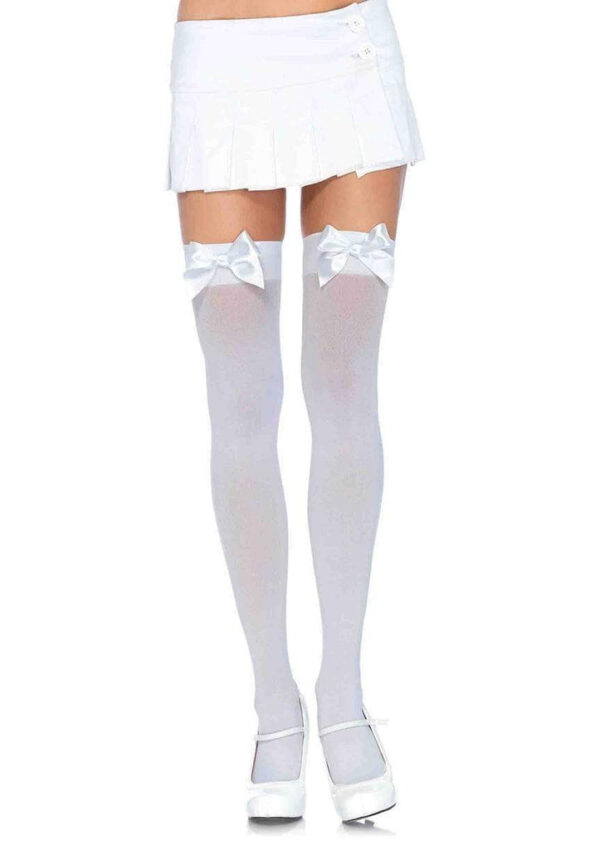 Nylon Thigh Highs with Bow One Size and Queen Available