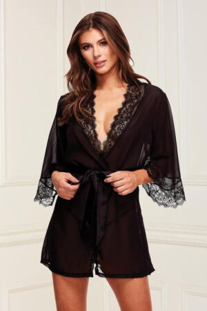 Sheer Chiffon & Lace Robe