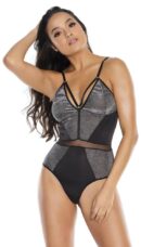 Strappy Shimmer & Fishnet Thong Teddy